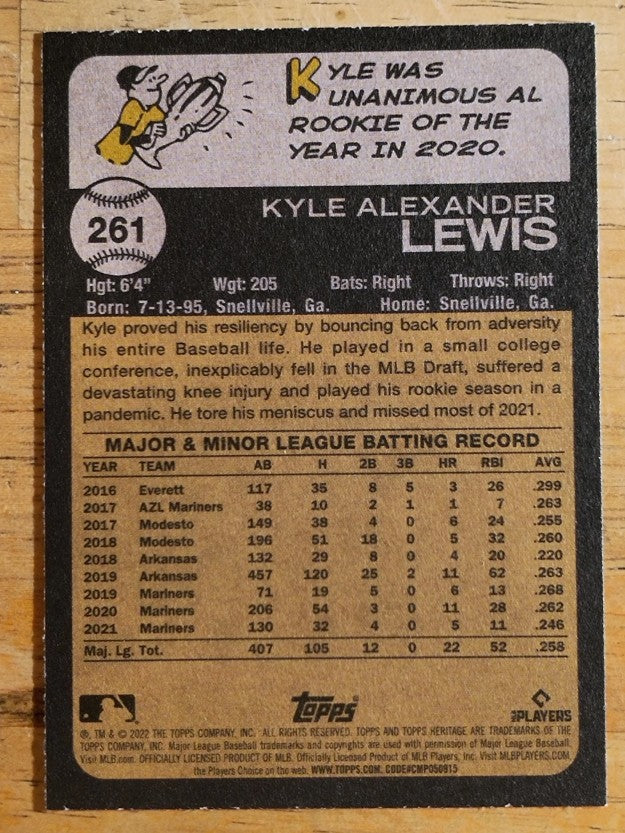 2022 Topps Heritage #261 Kyle Lewis
