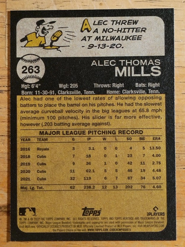2022 Topps Heritage #263 Alec Mills