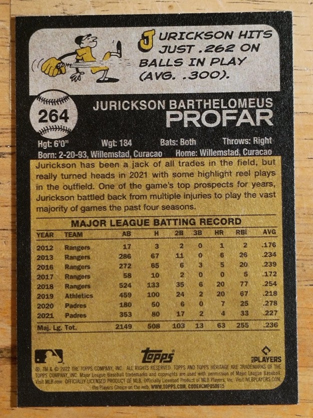 2022 Topps Heritage #264 Jurickson Profar