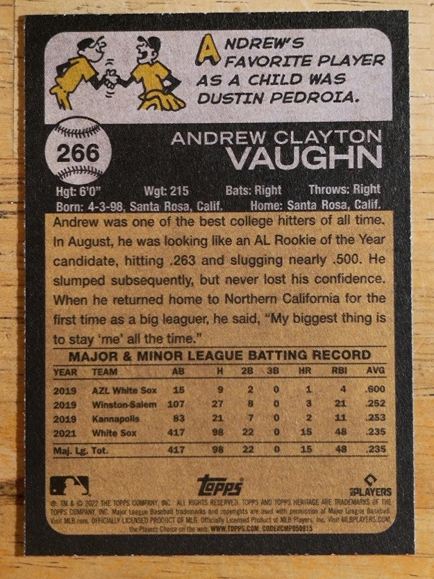 2022 Topps Heritage #266 Andrew Vaughn