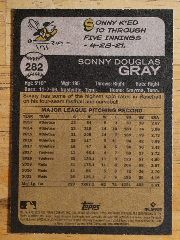 2022 Topps Heritage #282 Sonny Gray