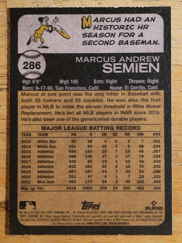 2022 Topps Heritage #286 Marcus Semien