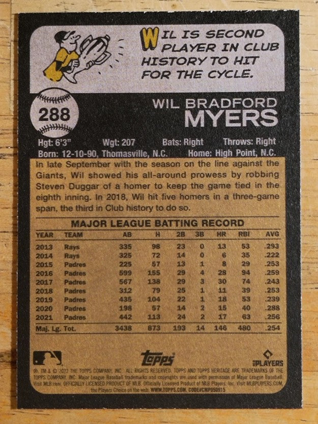 2022 Topps Heritage #288 Wil Myers