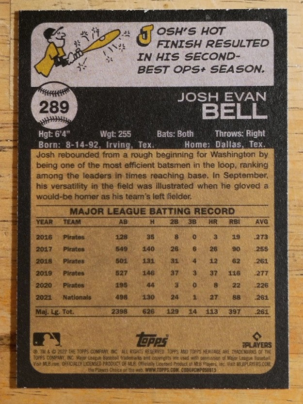 2022 Topps Heritage #289 Josh Bell