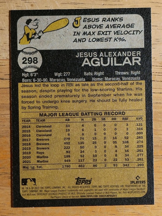 2022 Topps Heritage #298 Jesus Aguilar