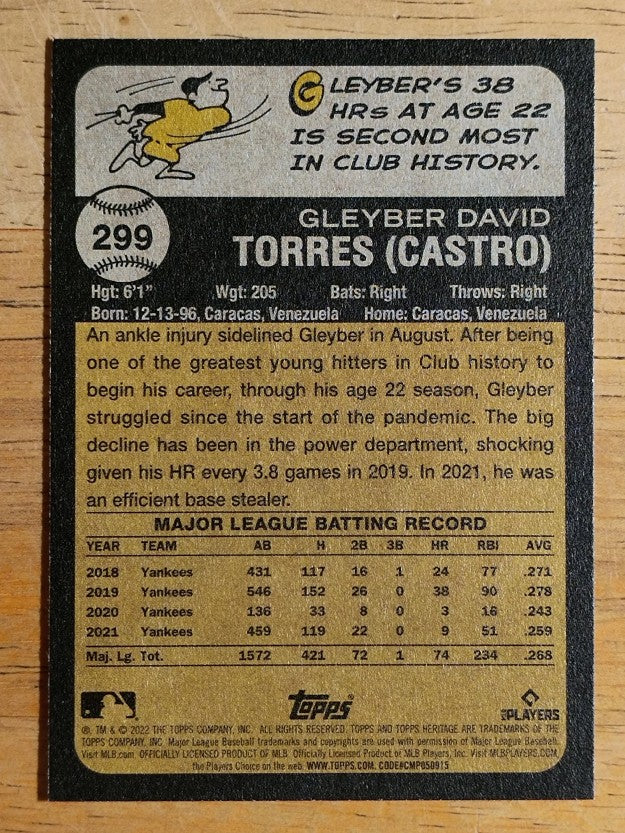 2022 Topps Heritage #299 Gleyber Torres