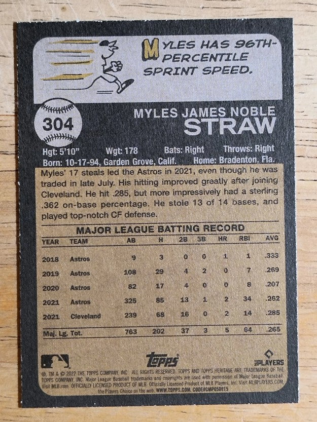 2022 Topps Heritage #304 Myles Straw
