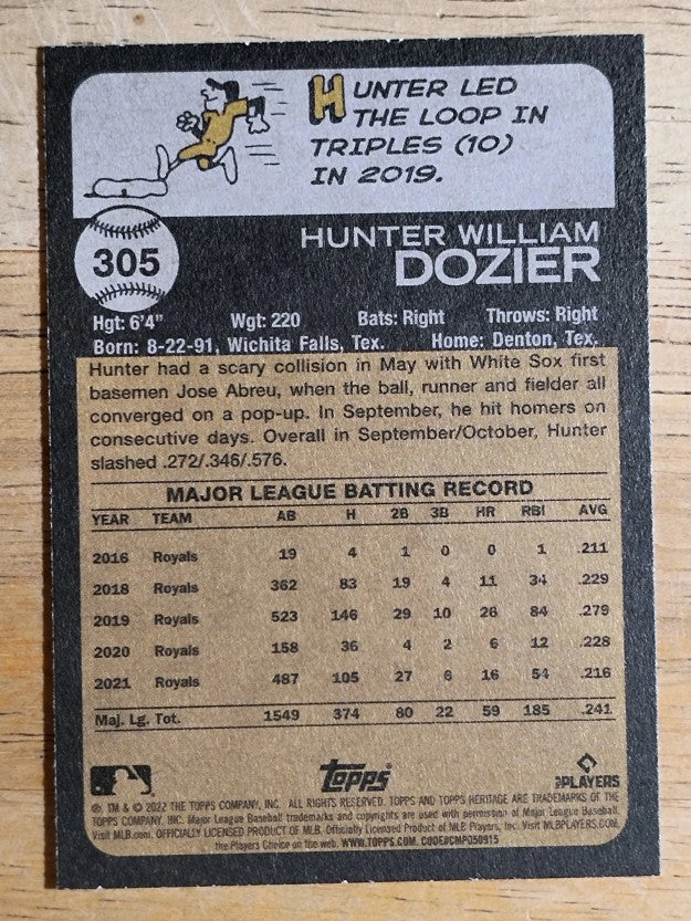 2022 Topps Heritage #305 Hunter Dozier