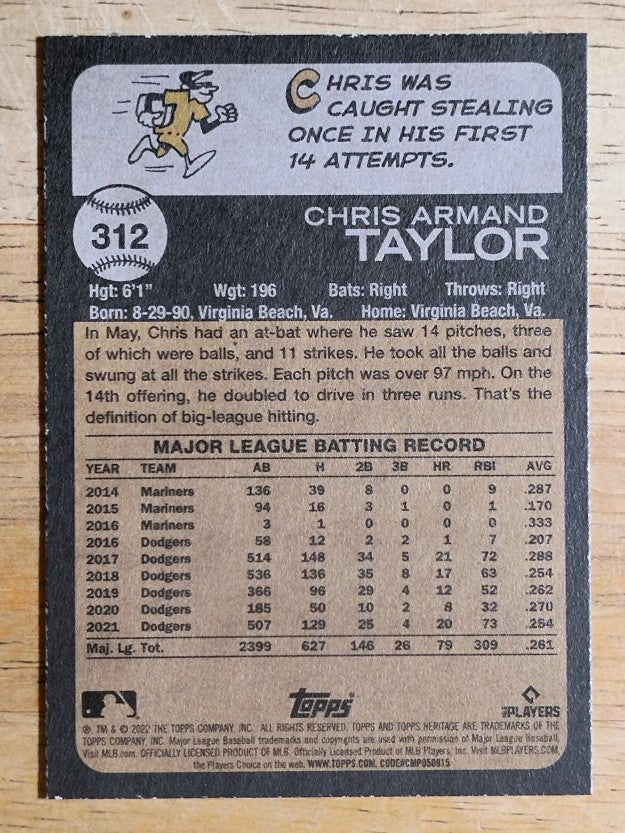 2022 Topps Heritage #312 Chris Taylor