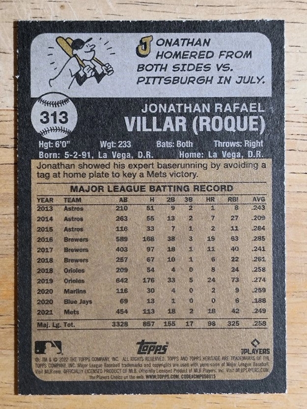 2022 Topps Heritage #313 Jonathan Villar
