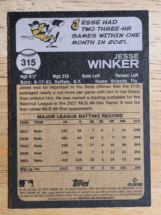 2022 Topps Heritage #315 Jesse Winker