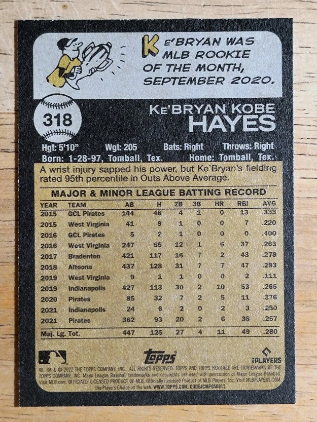 2022 Topps Heritage #318 Ke'Bryan Hayes