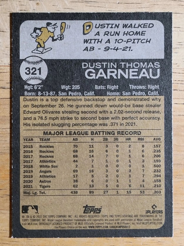 2022 Topps Heritage #321 Dustin Garneau
