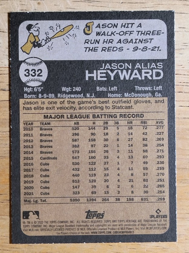 2022 Topps Heritage #332 Jason Heyward