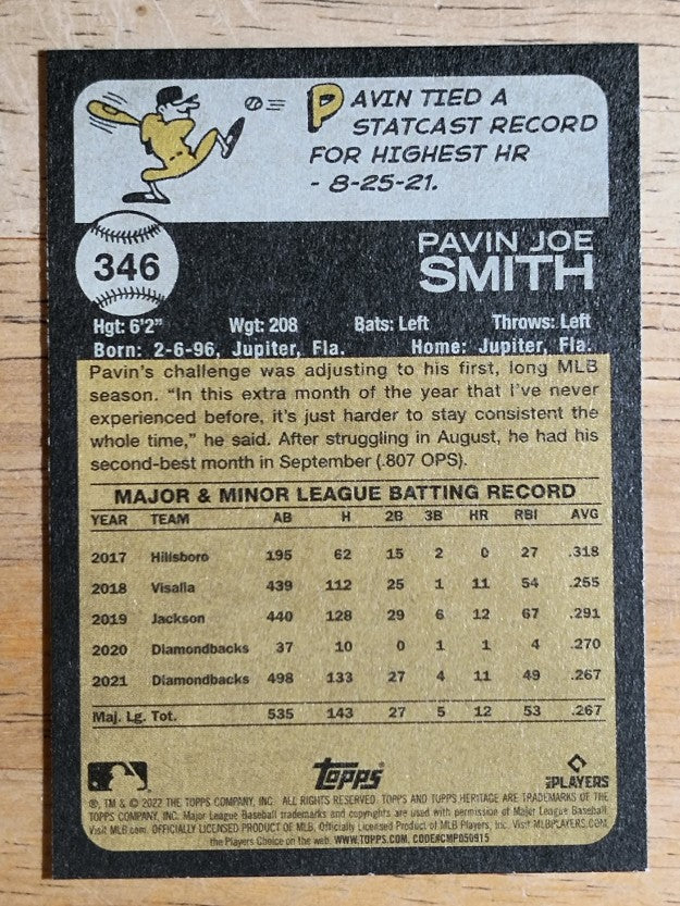 2022 Topps Heritage #346 Pavin Smith