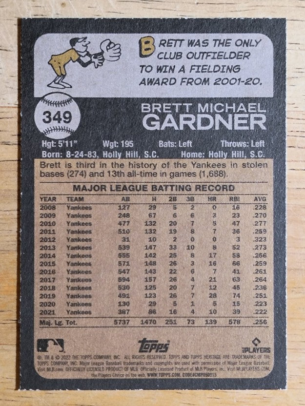 2022 Topps Heritage #349 Brett Gardner