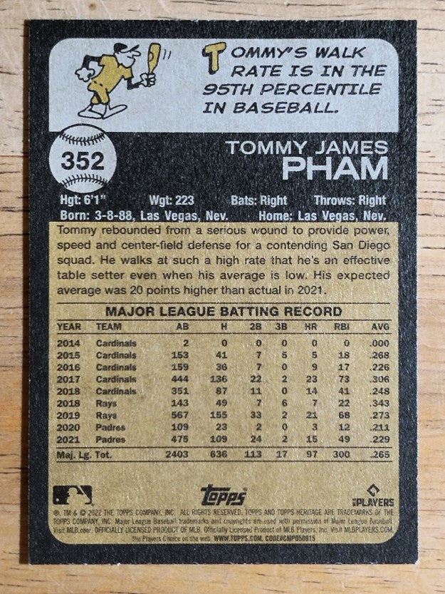 2022 Topps Heritage #352 Tommy Pham