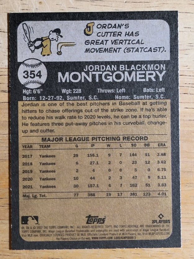 2022 Topps Heritage #354 Jordan Montgomery