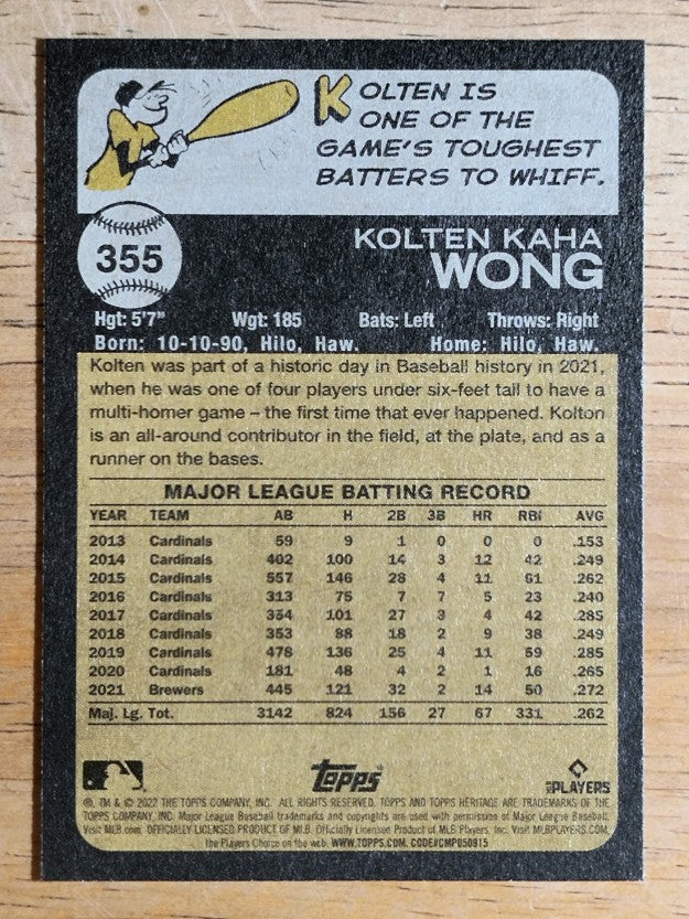 2022 Topps Heritage #355 Kolten Wong