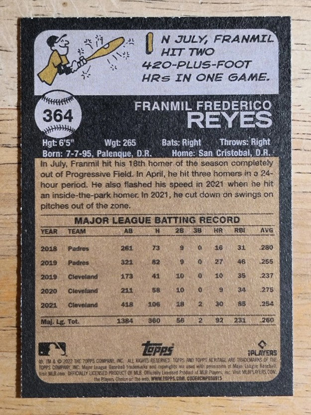 2022 Topps Heritage #364 Franmil Reyes