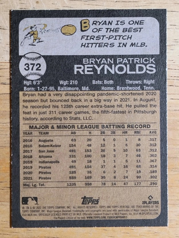 2022 Topps Heritage #372 Bryan Reynolds