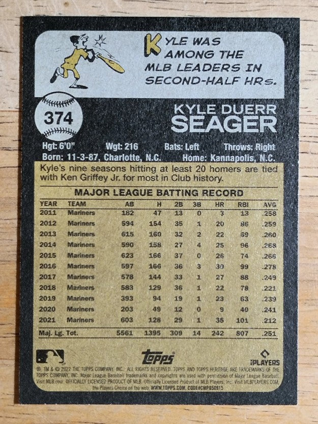 2022 Topps Heritage #374 Kyle Seager