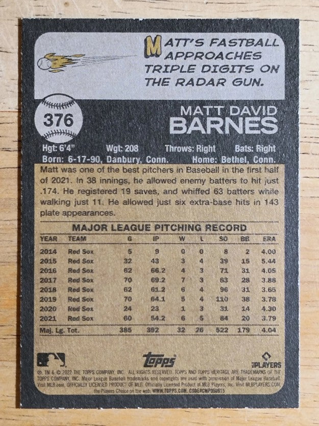 2022 Topps Heritage #376 Matt Barnes