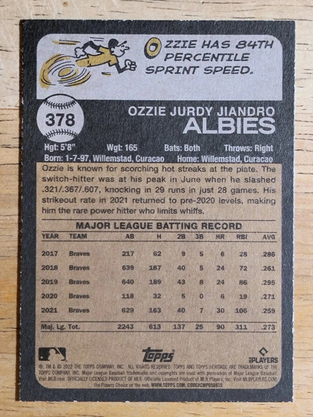 2022 Topps Heritage #378 Ozzie Albies