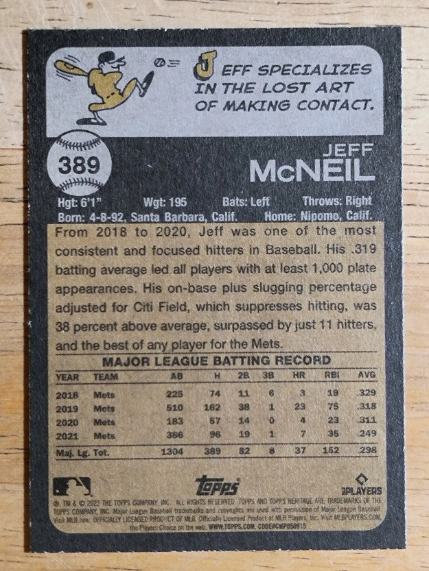 2022 Topps Heritage #389 Jeff McNeil