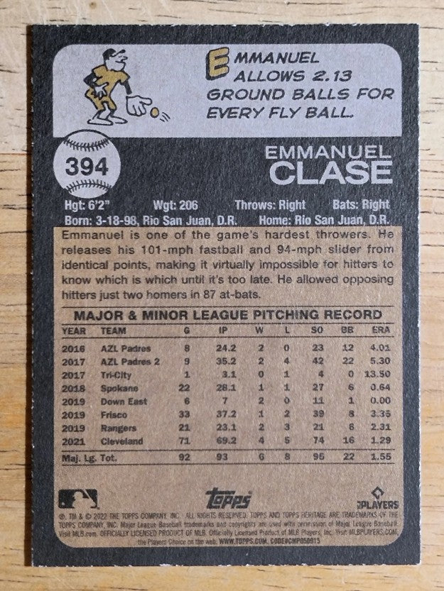 2022 Topps Heritage #394 Emmanuel Clase