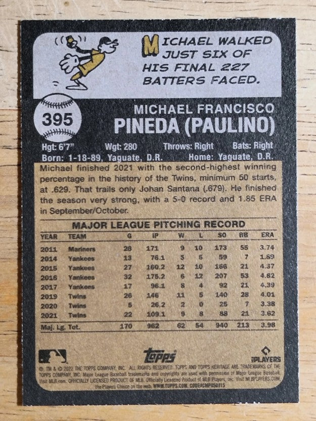 2022 Topps Heritage #395 Michael Pineda