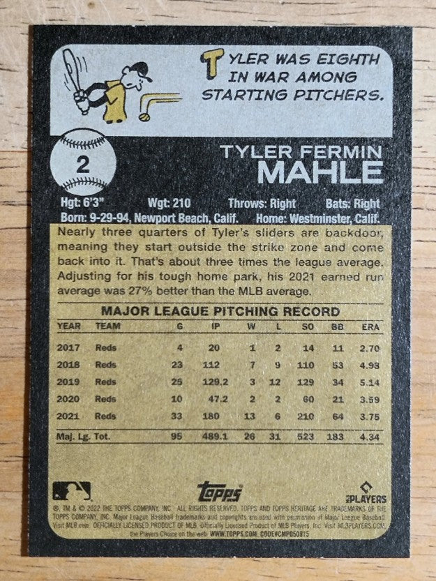 2022 Topps Heritage #2 Tyler Mahle