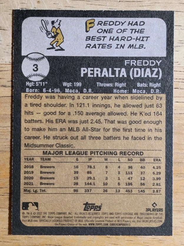 2022 Topps Heritage #3 Freddy Peralta