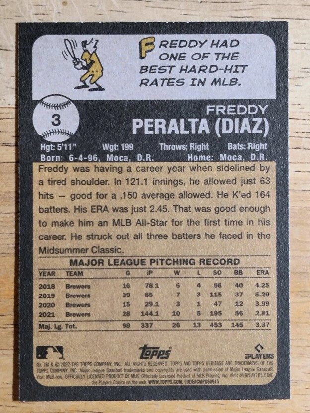 2022 Topps Heritage #3 Freddy Peralta