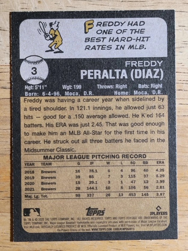 2022 Topps Heritage #3 Freddy Peralta