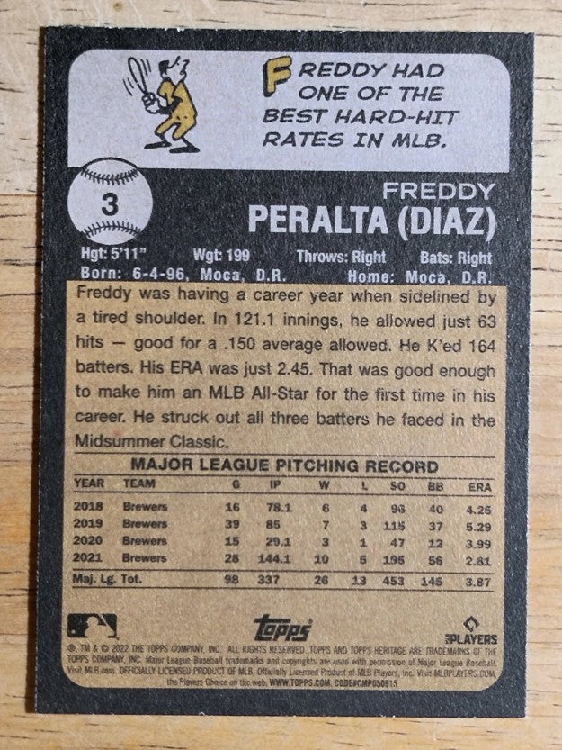 2022 Topps Heritage #3 Freddy Peralta