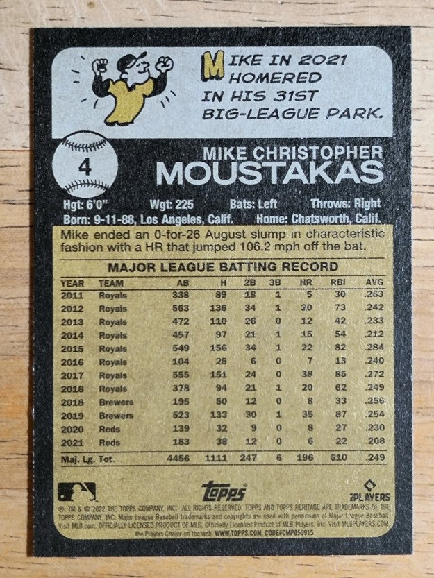 2022 Topps Heritage #4 Mike Moustakas