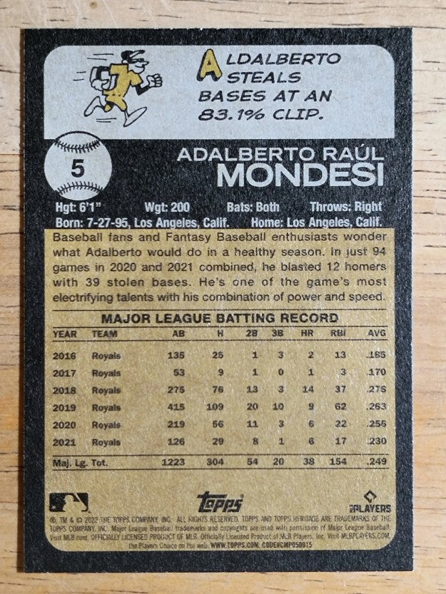 2022 Topps Heritage #5 Adalberto Mondesi