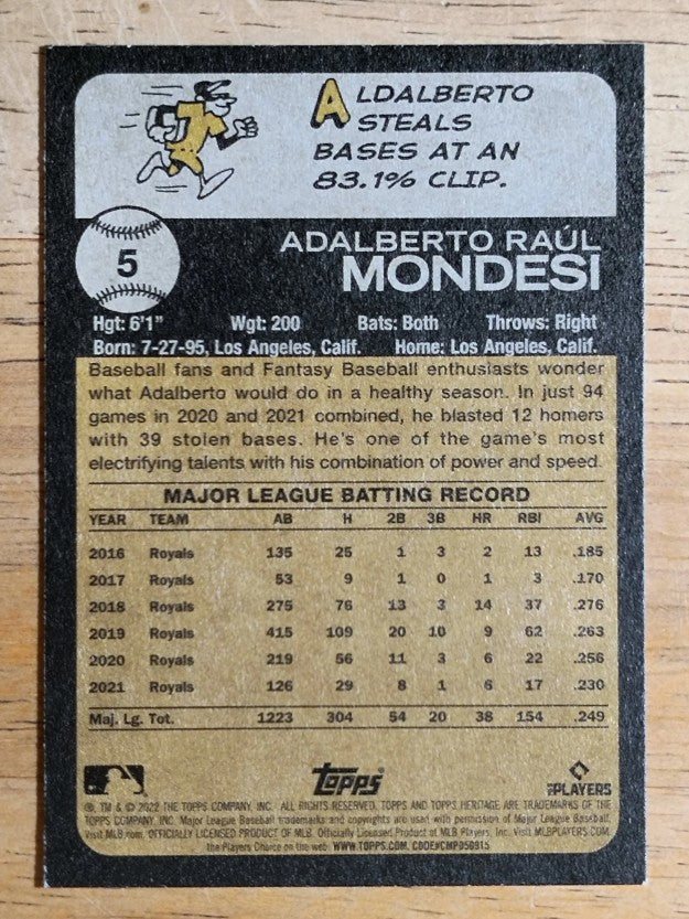 2022 Topps Heritage #5 Adalberto Mondesi