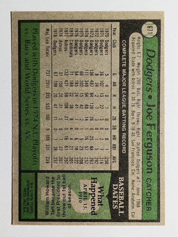 1979 Topps #671 Joe Ferguson DP (EXMT)