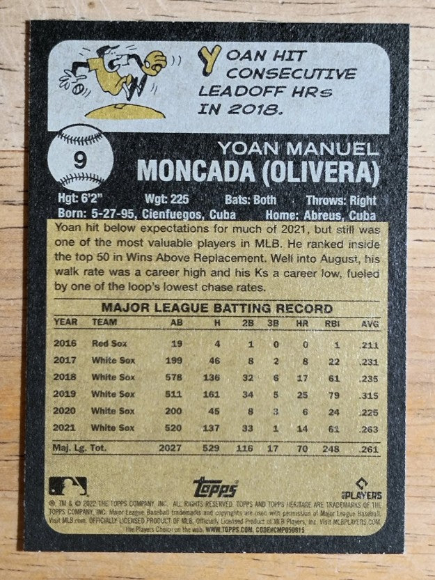 2022 Topps Heritage #9 Yoan Moncada
