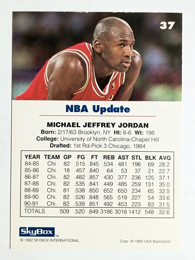 1992 SkyBox USA #37 Michael Jordan/NBA Update