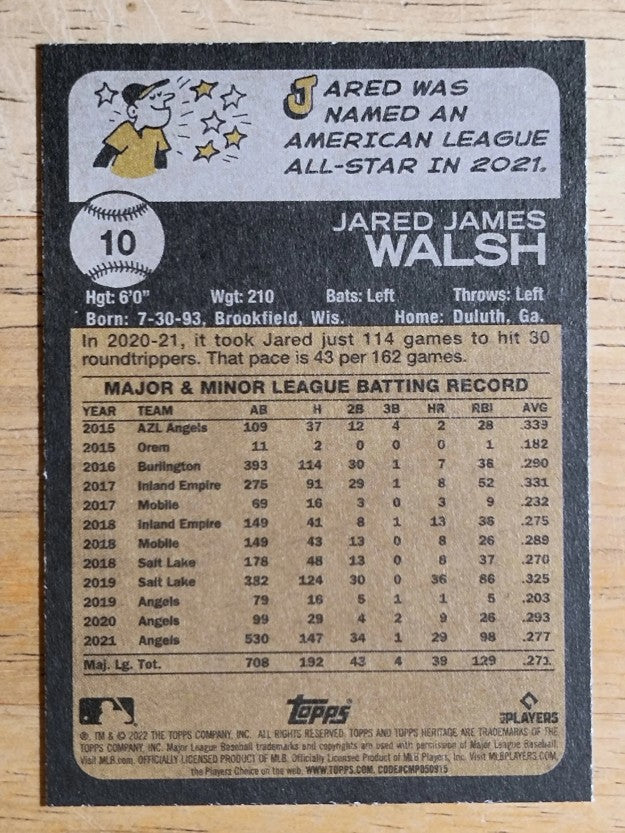 2022 Topps Heritage #10 Jared Walsh