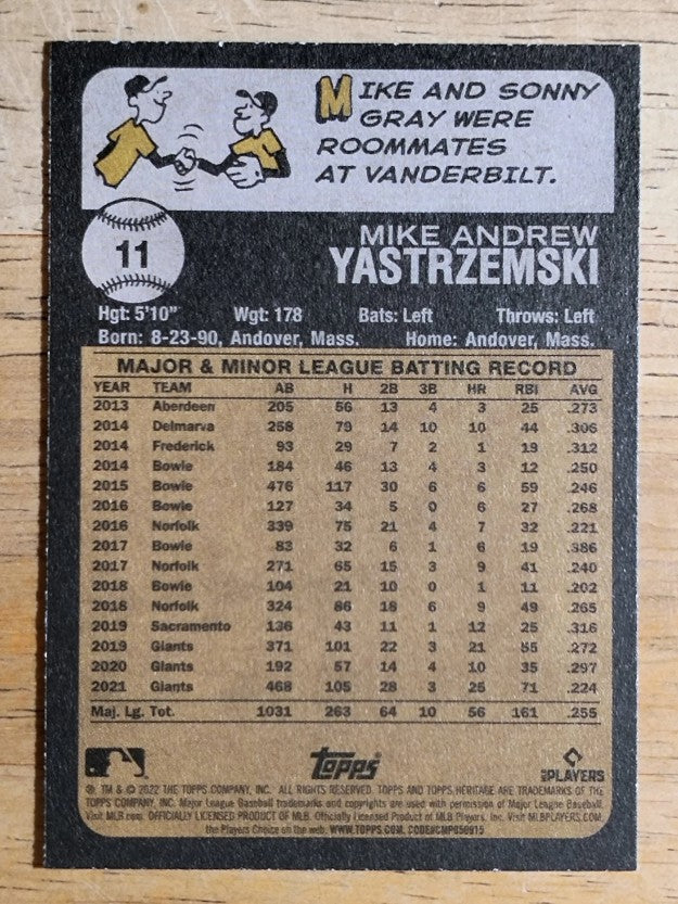 2022 Topps Heritage #11 Mike Yastrzemski