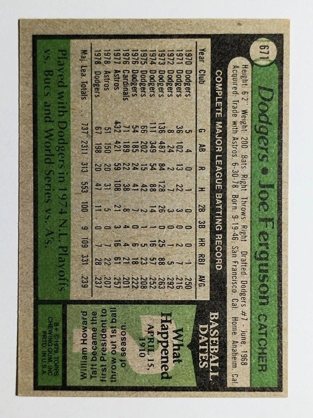 1979 Topps #671 Joe Ferguson DP (EXMT)