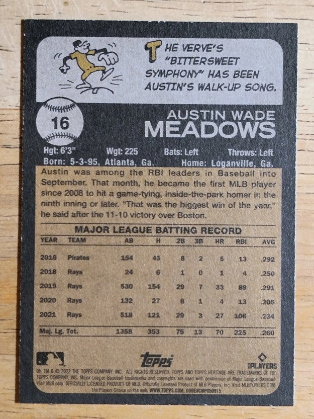 2022 Topps Heritage #16 Austin Meadows