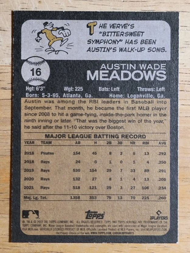 2022 Topps Heritage #16 Austin Meadows