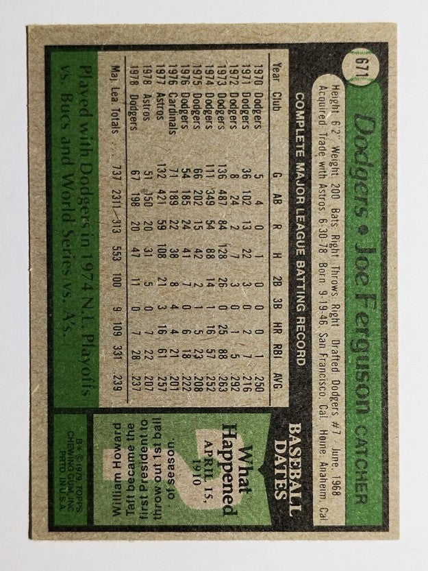 1979 Topps #671 Joe Ferguson DP (VGEX)