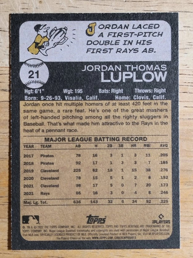 2022 Topps Heritage #21 Jordan Luplow