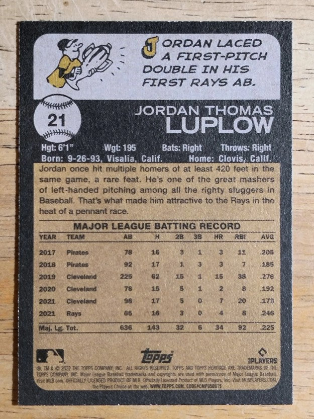 2022 Topps Heritage #21 Jordan Luplow